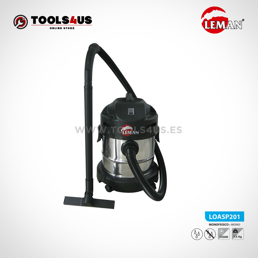 Aspirador de Polvo y Agua 20L1250W Leman LOASP201